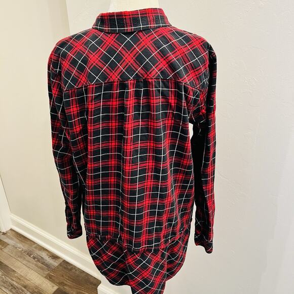 J. Jill Shirt Women’s Med Petite Plaid Red Black Long Sleeve Tunic (A0129) - Picture 4 of 5
